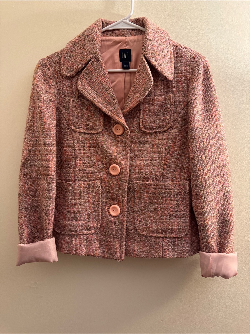 GAP Vintage Y2K Pink Tweed Jacket